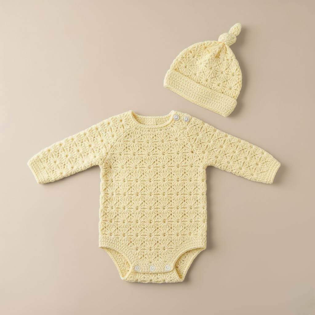 Conjunto Bebê Abraço de Crochê "Sonho de Estrelas"